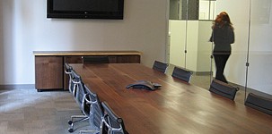 Black Walnut Boardroom Table & Credenza