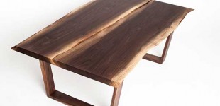 Paired Slab Coffee Table in Black Walnut