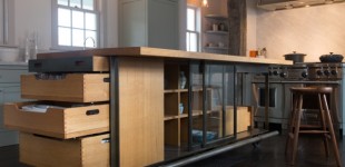 Oak and Steel Kitchen Island